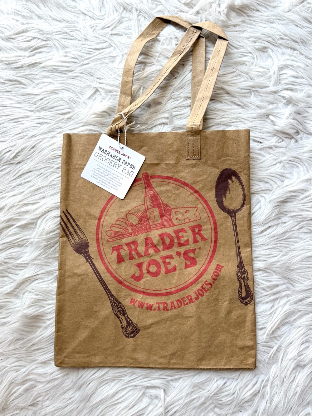 NWT Trader Joe’s Eco Reusable (Washable) Grocery Paper Bag Tote Farmers Market